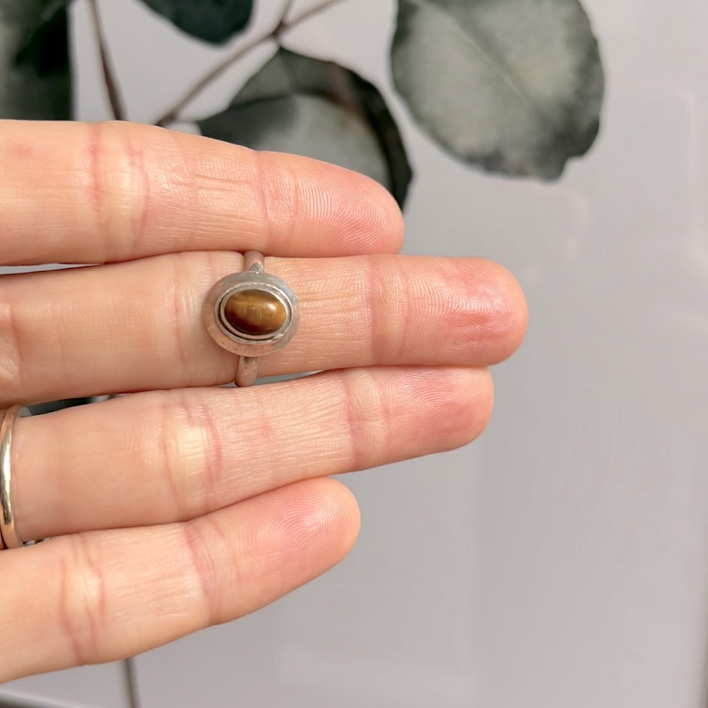 925 ring with brown stone vintage boho